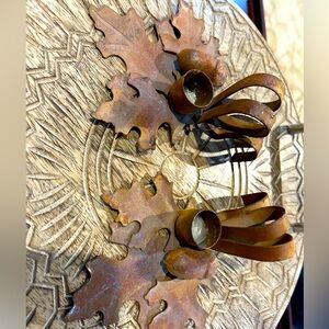 Rustic Metal Leaf Candle Holders